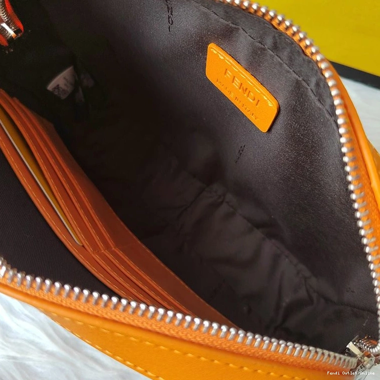 Cheap Fabric Orange Motif FF Case Camera Fendi In Brown Compact 0709